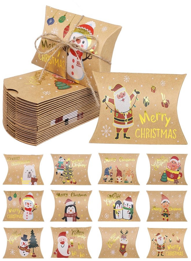 STEFORD 60Pcs Christmas Pillow Boxes, Gifts Pillow Box for Candy Jewellery Small Christmas Card Holders Bulk Decorative Paper Container Party Favor Supplies - Image 1